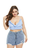 Women Plus Size Jeans Ripped Denim Shorts