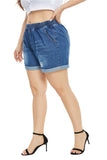 Women Plus Size Denim Shorts Summer High Waist Blue Denim Shorts for Women