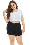 Women Plus Size Denim Shorts Ripped High Waist Jeans Summer