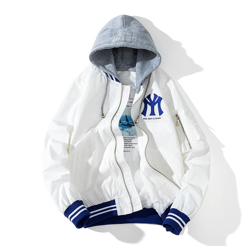 New York NYC Varsity Jacket Embroidered Stand Collar Jacket Baseball Uniform