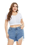 Women Plus Size Denim Shorts Summer Solid Color Denim Shorts for Women