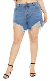 Women Plus Size Denim Shorts Summer Solid Color Denim Shorts for Women