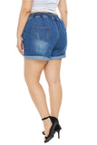 Women Plus Size Denim Shorts Summer High Waist Blue Denim Shorts for Women