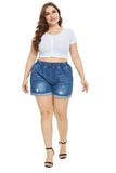 Women Plus Size Denim Shorts Summer High Waist Blue Denim Shorts for Women