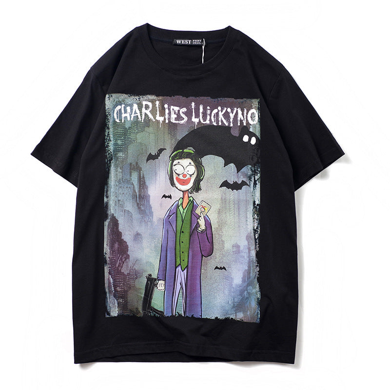 Charlie Luciano T Shirt Dark Fairy Tale Series Clown Pure Cotton Loose Couple