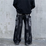 Men's Clothing Contrast Color Jeans Men's plus Size Retro Sports Multi-Pocket Cargo Pants Hip Hop Street Trend Loose Wide Leg Pants Men Pants
