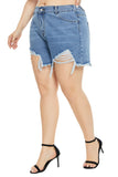 Women Plus Size Denim Shorts Summer Solid Color Denim Shorts for Women