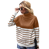 Beth Dutton Outfits Autumn and Winter Turtleneck Striped Sweater Women's Top