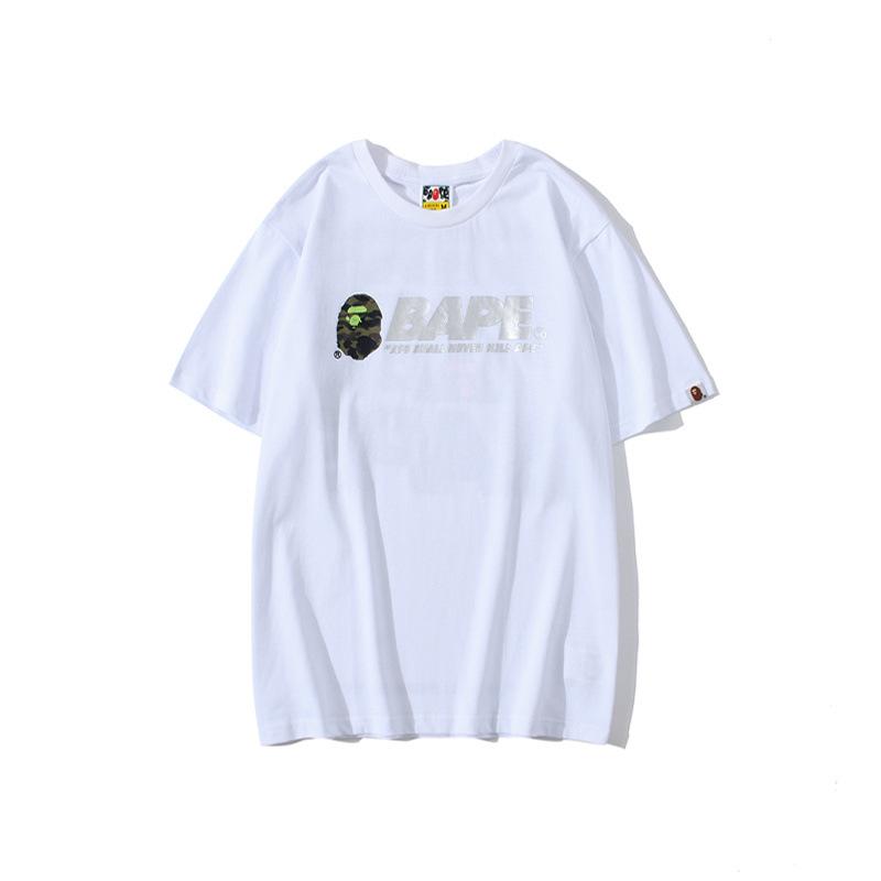 Shark Print T Shirt Summer Short Sleeve Letter Print Round Neck Pullover T-shirt