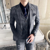 Seersucker Suit Three-Piece Suit Slim Fit Small Plaid Business Suit
