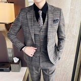 Seersucker Suit Three-Piece Suit Slim Fit Small Plaid Business Suit