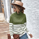 Beth Dutton Outfits Autumn and Winter Turtleneck Striped Sweater Women's Top
