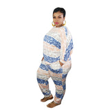 Women Plus Size Co-Ords Striped Printed Loose Fashion Casual Two-Piece Set