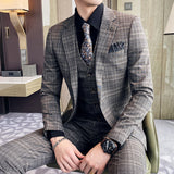 Seersucker Suit Three-Piece Suit Slim Fit Small Plaid Business Suit