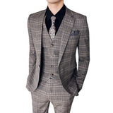 Seersucker Suit Three-Piece Suit Slim Fit Small Plaid Business Suit