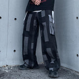 Men's Clothing Contrast Color Jeans Men's plus Size Retro Sports Multi-Pocket Cargo Pants Hip Hop Street Trend Loose Wide Leg Pants Men Pants