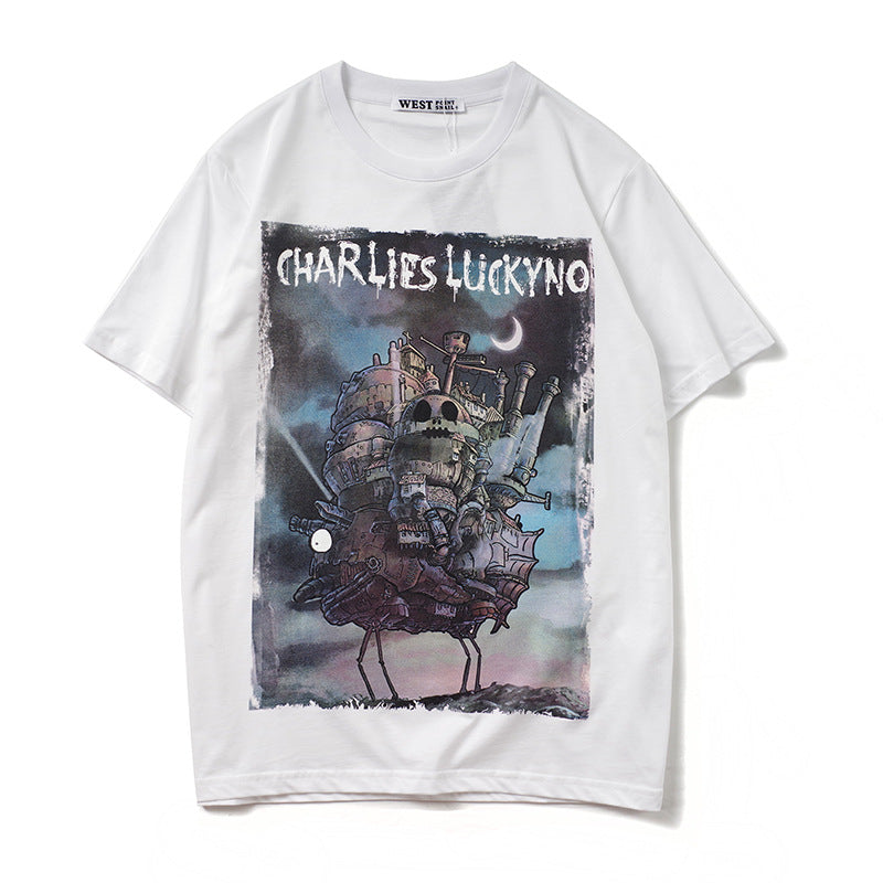 Charlie Luciano T Shirt Dark Fairy Tale Series Devil Castle Pure Cotton Loose Couple