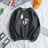 Tom and Jerry Hoodie Long Sleeve Crew Neck Sweater Men's Casual