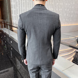 Double Brewed Seersucker Suit Male Autumn Two-Piece Suit
