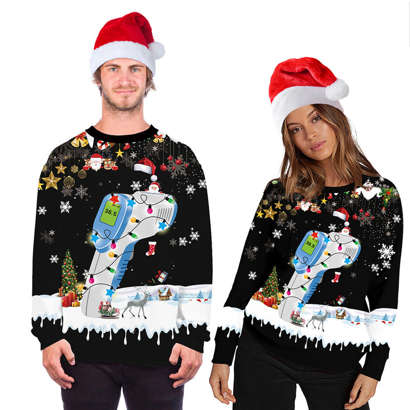Ugly Christmas Sweater Digital Printing Men's and Women's Same round Neck Sweater Autumn Long Sleeve Pullover Top