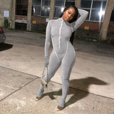 Women's Spring Clothing Personality inside-out Wear Design High Waist Slim Sports Jumpsuit