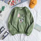 Tom and Jerry Hoodie Long Sleeve Crew Neck Sweater Men's Casual