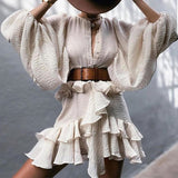 Women Bohemian Dress Women's Lantern Waist Dress