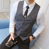 Tuxedo Vests Suit Vest Spring and Autumn Thin Casual Handsome Men's Suit Vest