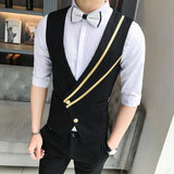 Tuxedo Vests Suit Vest Spring and Autumn Thin Casual Handsome Men's Suit Vest