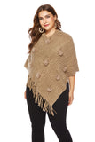 Women Plus Size Tops Hairy Ball Cape Sweater