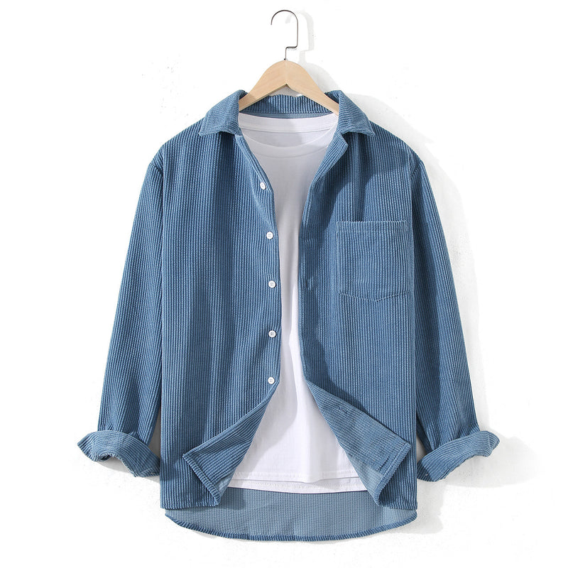 Work Shirts Autumn Corduroy Solid Color Long Sleeve Loose Coat