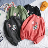 Tom and Jerry Hoodie Long Sleeve Crew Neck Sweater Men's Casual