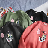 Tom and Jerry Hoodie Long Sleeve Crew Neck Sweater Men's Casual