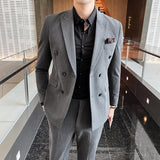 Double Brewed Seersucker Suit Male Autumn Two-Piece Suit