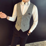 Tuxedo Vests Suit Vest Spring and Autumn Thin Casual Handsome Men's Suit Vest