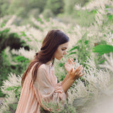 Women Dresses Flower Embroidered V-neck Embroidered Romantic Lantern Sleeve Blouse Top