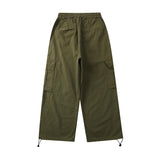 Men's Solid Color Multi-Pocket Cargo Pants Men's plus Size Retro Sports Loose Drawstring Ankle-Tied Wide Leg Pants Men Pants