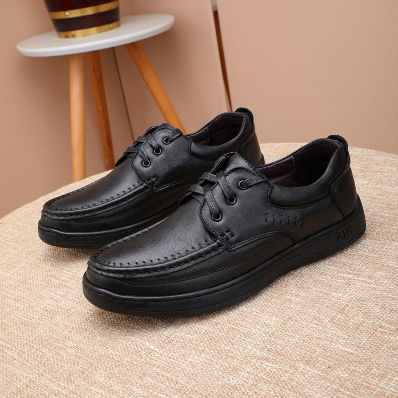 Loafers for Men Men's Shoes Top Layer Cowhide Men's Casual Pumps Front Lace-up Loafers