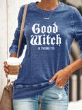 Halloween Costumes Good Witch Bad Witch Printed Thin T-shirt Sweater for Women