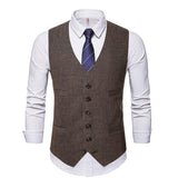 Tuxedo Vests Men Suit Vest Fashion Temperament Pure Color Vest Personal Leisure