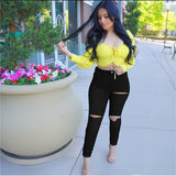 Women Plus Size Jeans Ripped Skinny Denim Skinny Pants