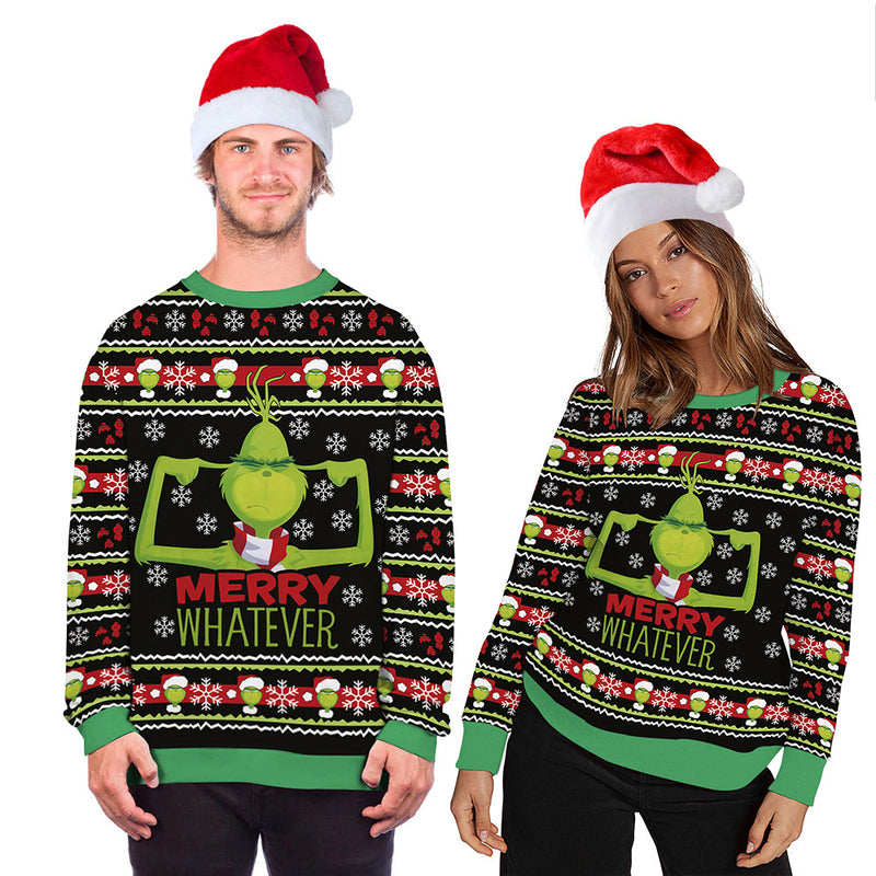 Ugly Christmas Sweater Digital Printing Men's and Women's Same round Neck Sweater Autumn Long Sleeve Pullover Top