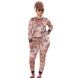 Women Plus Size Co-Ords Autumn Letter Printing Fashion Casual Two-Piece Suit