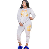 Women Plus Size Co-Ords Letter Printing Fashion Casual Two-Piece Suit Women