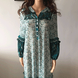 Beth Dutton Bohemian Dress Winter Autumn Midi Dresses Floral Print Slit Lantern Sleeve Long Large Hem Dress Beach Dress