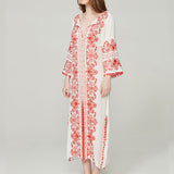 Women Dresses Embroidered Totem Elegant Split Dress