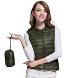 Women Winter Coats Puffer down Vest Lightweight down Vest Women's Short Slim round Neck