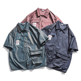 Men T Shirt Summer Casual Tops Men's Clothes Summer Wear Men's Lapel Shirt Multi-Bag Reflective Tooling Cardigan