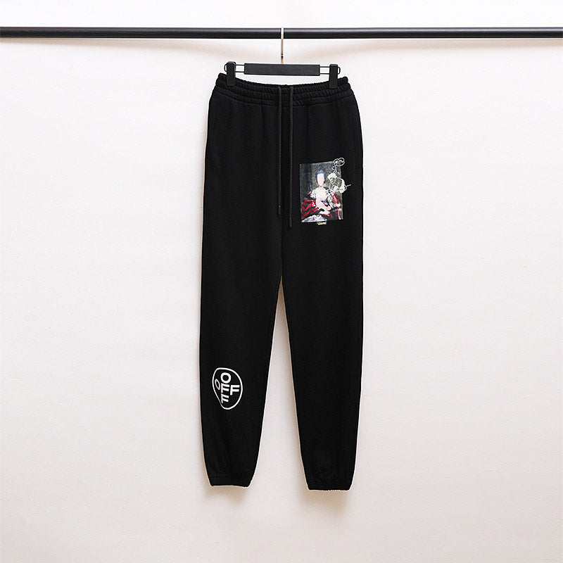 Off White Winter Pants Faceless Casual Trousers Ow Arrow Print Cotton plus Size Loose Sweatpants