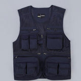 Men Utility Vest Work Zipper Tactical Work Vest Slim Pocket Jacket Summer Vest Mountaineering Quick-Dry Casual Multi-Pocket